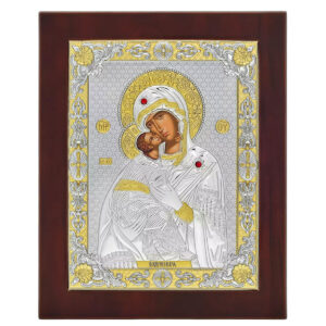 Icoana Maicii Domnului Vladimir Argint 24x32cm Auriu