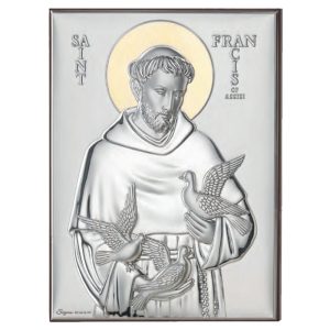 Icoana Sfantul Francisc Argint 13x18cm Auriu