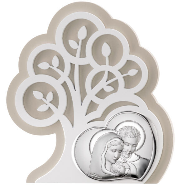 Panou Pomul Vietii Botez Sfanta Familie Argint 14x15.5cm