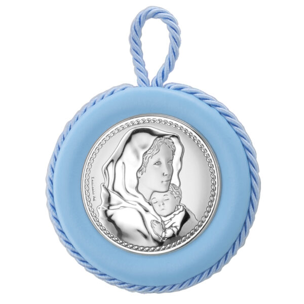 Medalion Patut Maica Domnului Feruzzi Argint 6.5cm Albastru