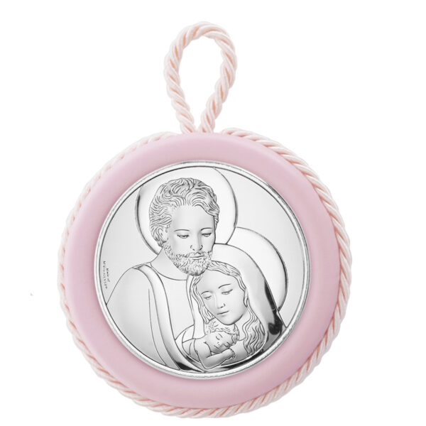 Medalion Patut Sf Familie Argint 10x9 cm Roz - imagine 4