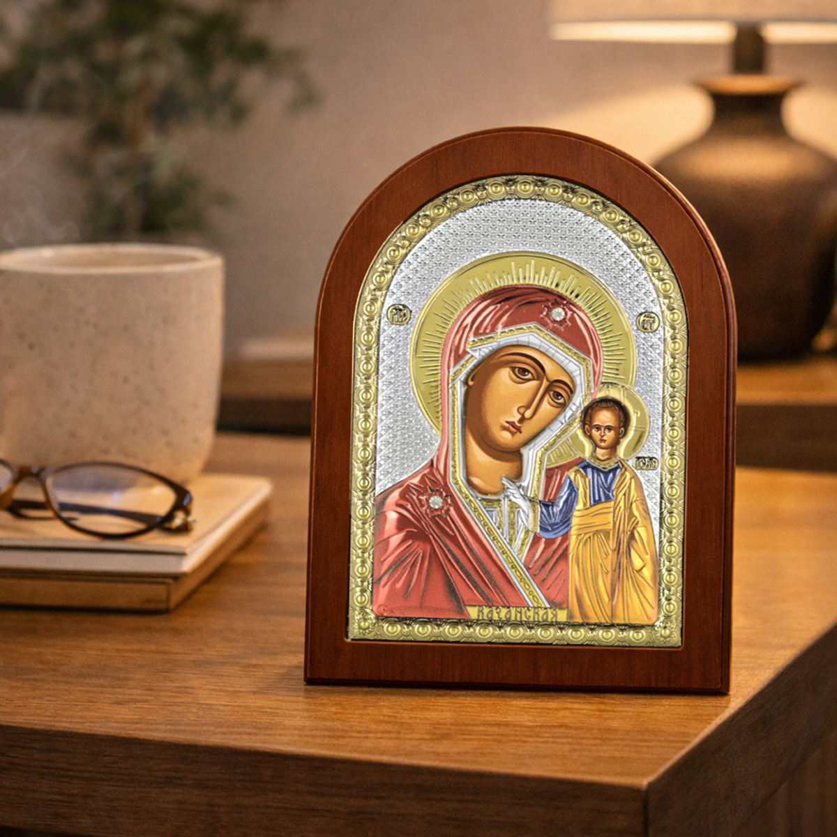 Icoana Maicii Domnului Kazan Argint 10x14cm Color