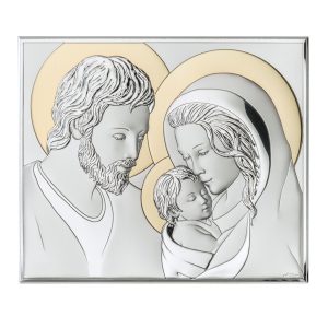 Icoana Sfanta Familie Argint 14.5x12 cm Auriu