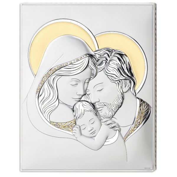 Icoana Sfanta Familie Argint 22x26 cm Auriu