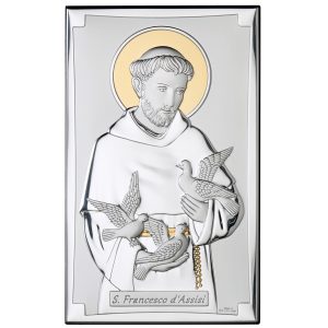 Icoana Sfantul Francisc Argint 12x20Cm Auriu