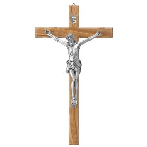 Cruce Lemn Maslin si Crucifix Argint 35cm Mat Patinat