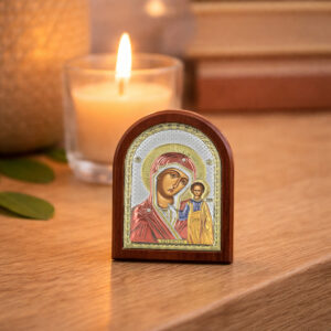 Icoana Maicii Domnului Kazan Argint 7.5x9.5cm Color