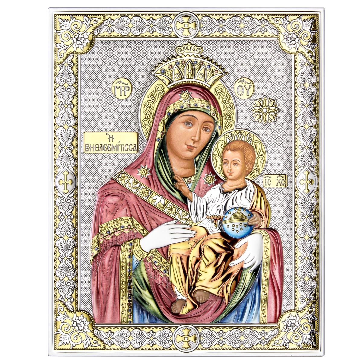 Icoana Maicii Domnului de la Betleem Argint 24x30cm Color