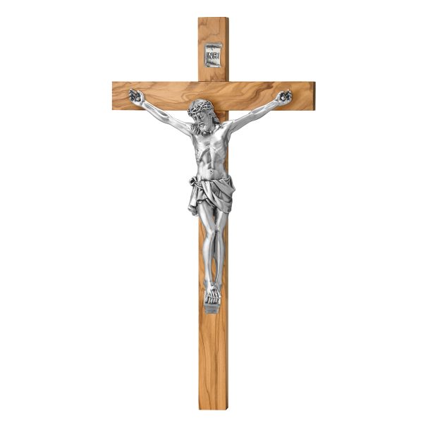 Cruce Lemn Maslin si Crucifix Argint 23.5 cm Satinat