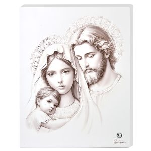 Icoana Sfanta Familie 20x25 cm cu Foita de Argint