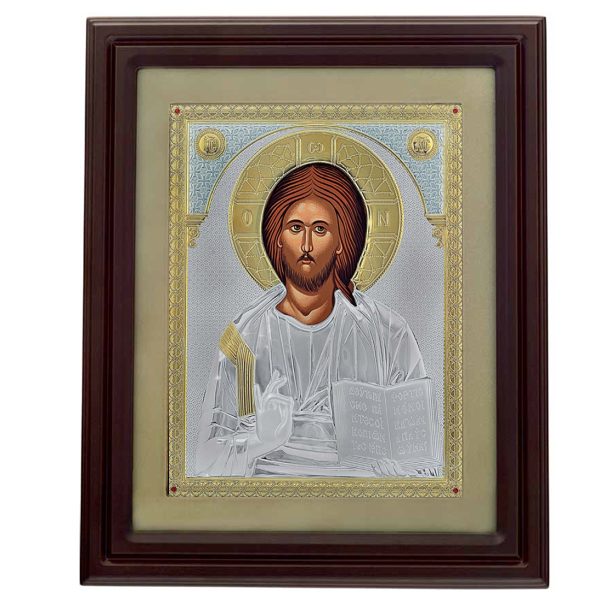 Icoana Iisus Hristos Argint 50x60 Cm Auriu Cu Sticla