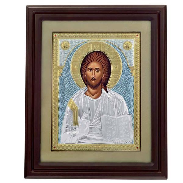 Icoana Iisus Hristos Argint 50x60 Cm Auriu Cu Sticla