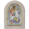 Icoana Sf Gheorghe Argint 7.5x9.5cm Color Rama Alba