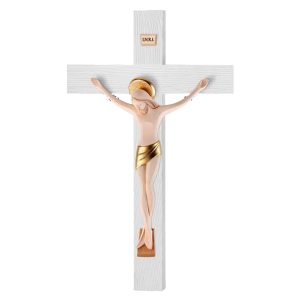 Cruce Lemn Alb si Crucifix Color 31 cm