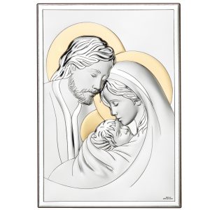 Icoana Sfanta Familie Argint 13x18 cm Auriu