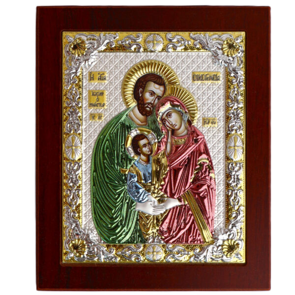 Icoana Sfanta Familie Argint 18x22 cm Color