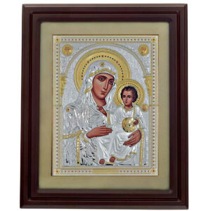 Icoana Maicii Domnului Ierusalim Argint 62x76 cm cu Geam