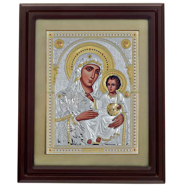 Icoana Maicii Domnului Ierusalim Argint 62x76 cm cu Geam