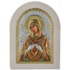 Icoana Maicii Domnului Sapte Sabii Argint 10x14 cm Color Rama Alba