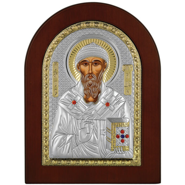 Icoana Sfantul Spiridon Argint 20x26 cm