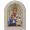 Icoana Sfantul Spiridon Argint 20x26 cm Color cu Rama Alba