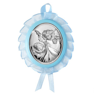 Medalion Patut Ingerul Pazitor 13 cm Bleu cu Melodie
