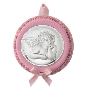 Medalion Patut Ingerul Rafael 11 cm Roz cu Melodie