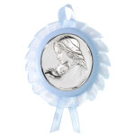 Medalion Patut Maica Domnului Argint 13 cm Bleu cu Melodie