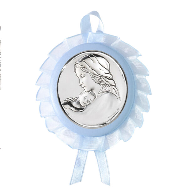 Medalion Patut Maica Domnului Argint 9.5 cm Bleu