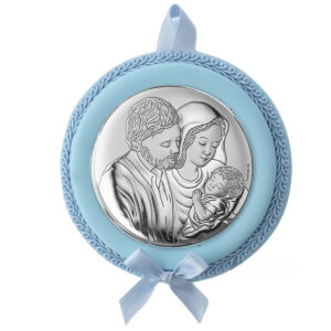 Medalion Patut Sfanta Familie Argint 8 cm Bleu