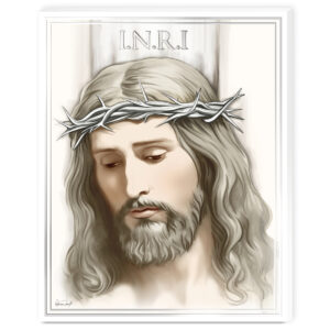 Icoana Iisus Hristos 20x25 cm cu Foita de Argint