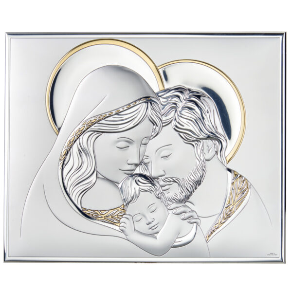 Icoana Sfanta Familie Argint 15.5x19 cm Auriu