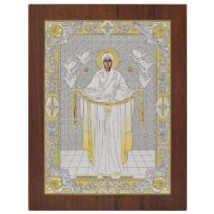 Icoana Acoperamantul Maicii Domnului Argint 20x26 cm