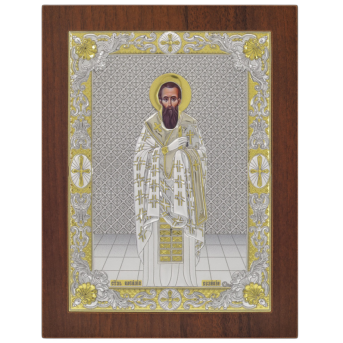 Icoana Sfantul Vasile din Argint 20x26 cm