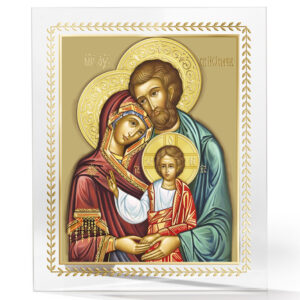 Icoana Sfanta Familie Sticla 12x15 cm Foita de Aur