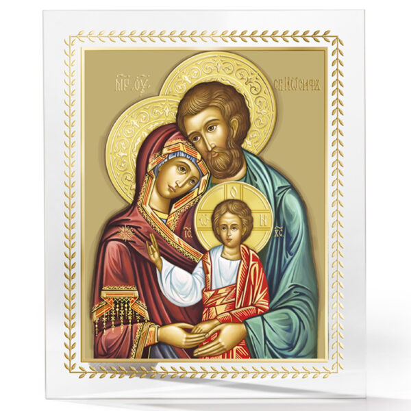 Icoana Sfanta Familie Sticla 17x21 cm Foita de Aur