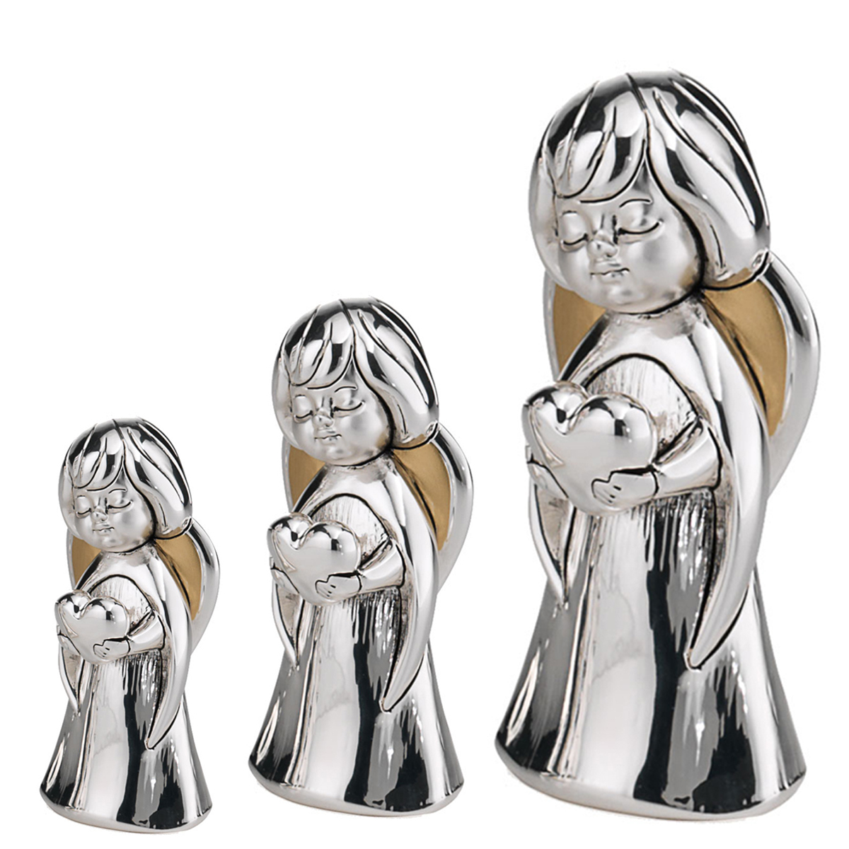 Set 3 Statuete Inger Pazitor Argint cu Inima