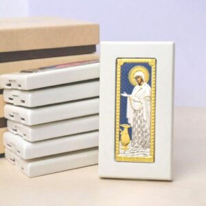 10 Icoane Sporul Casei Argint 5x9cm Albastru Rama Alba