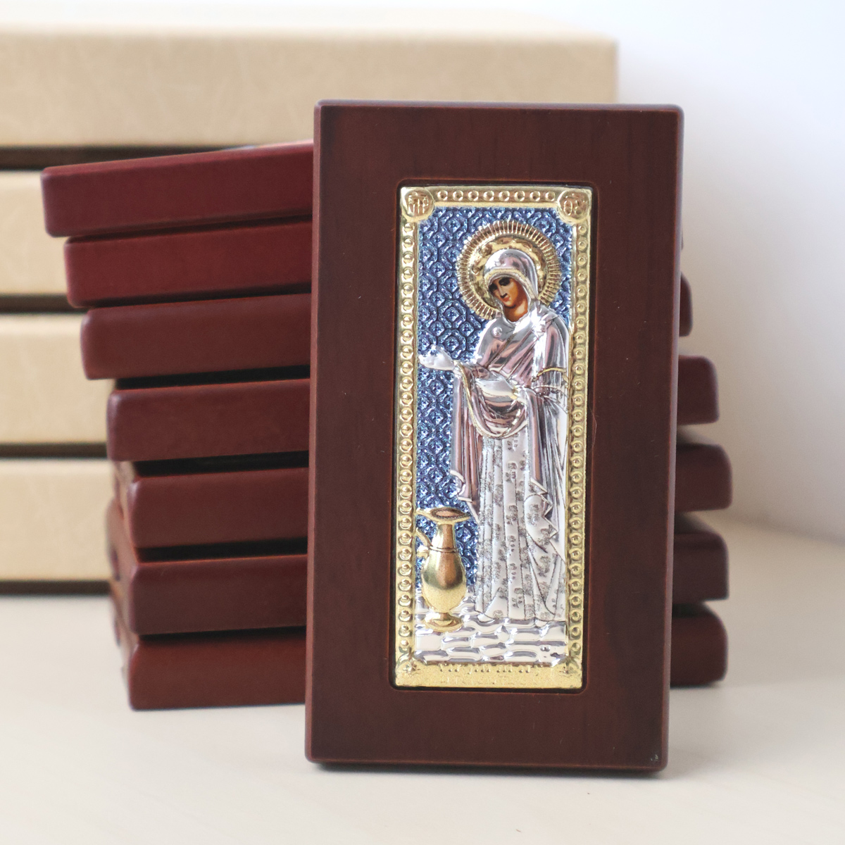 10 Icoane Sporul Casei Argint 5x9cm Bleu Rama Maro