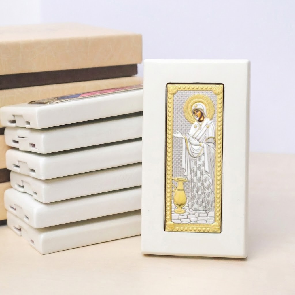 10 Icoane Sporul Casei Argint 5x9cm Rama Alba