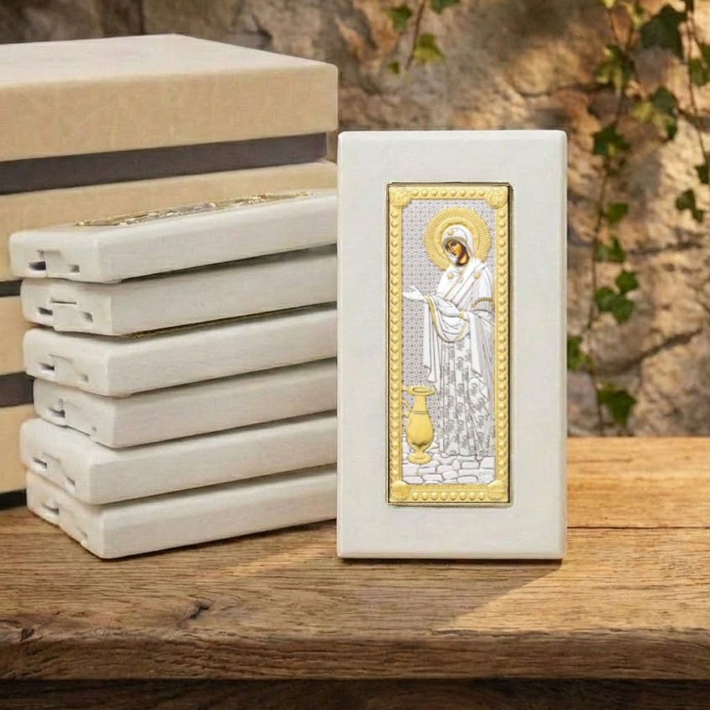 10 Icoane Sporul Casei Argint 6x12 cm Rama Alba