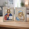 2 Icoane Argint Iisus Hristos si Maica Domnului 20x26 cm Color