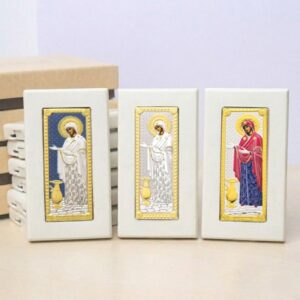 9 Icoane Sporul Casei Argint 5x9 cm cu Rama Alba