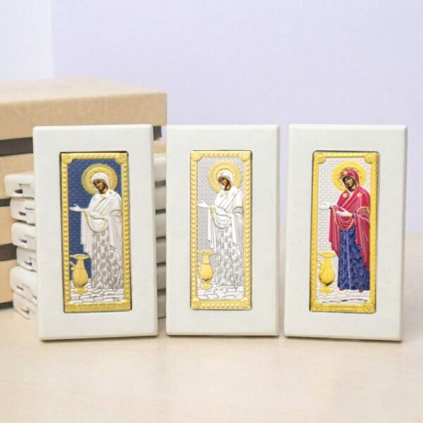 9 Icoane Sporul Casei Argint 5x9 cm cu Rama Alba