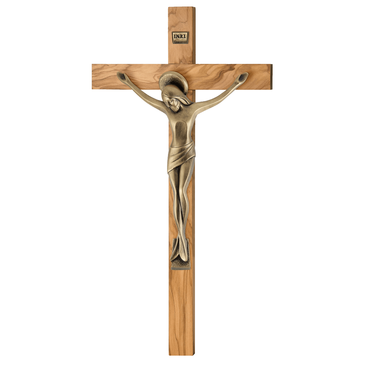 Cruce Lemn Maslin cu Crucifix 33.5 cm Auriu Satinat