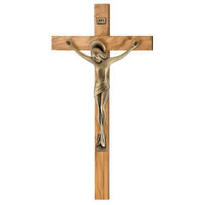 Cruce Lemn Maslin cu Crucifix 48 cm Auriu Satinat