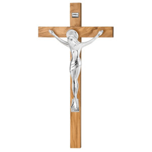 Cruce Lemn Maslin cu Crucifix 60.5 cm Argintiu