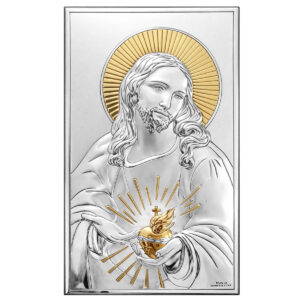 Icoana Argint Inima Sacra a lui Iius 6.5x11 cm