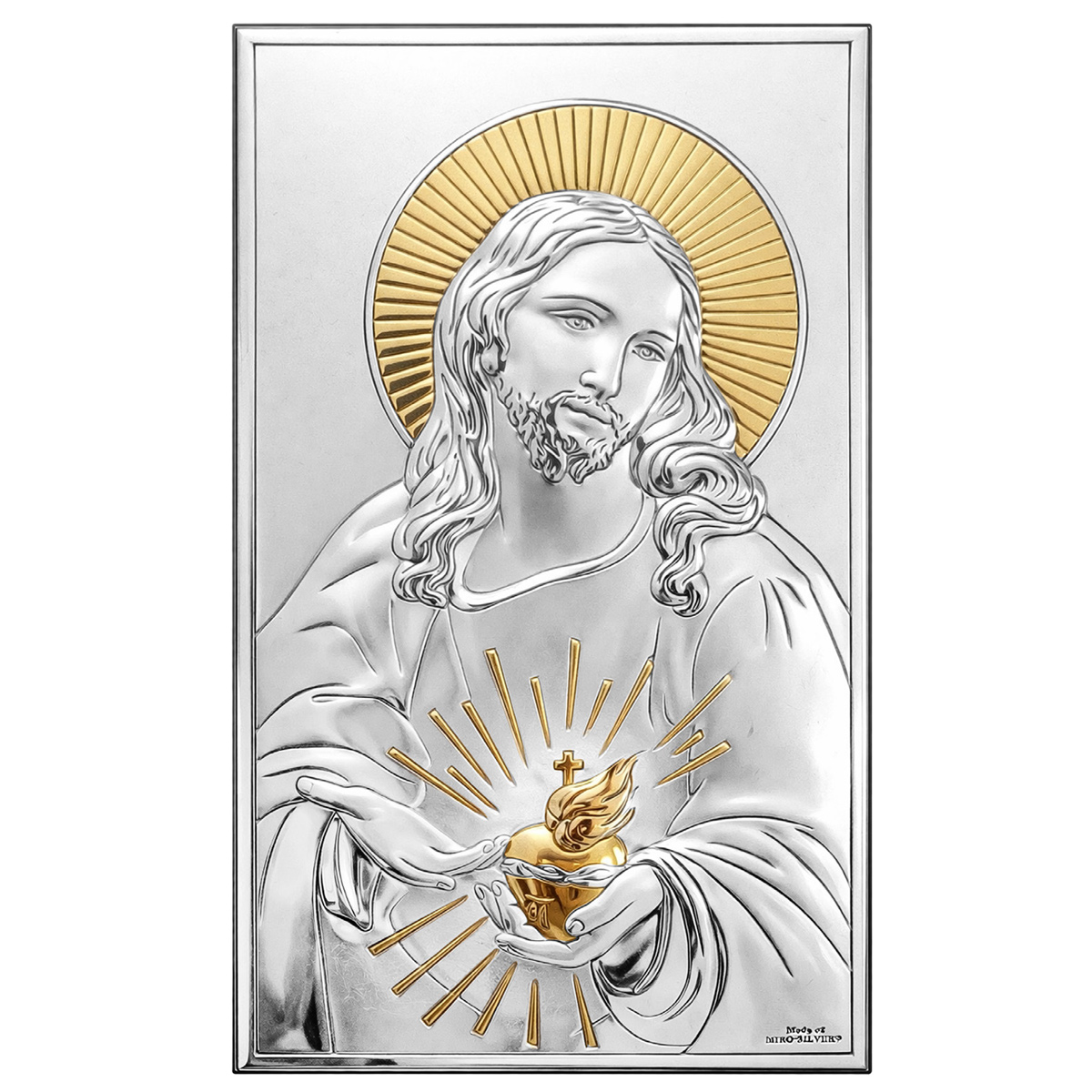 Icoana Argint Inima Sacra a lui Iius 6.5x11 cm