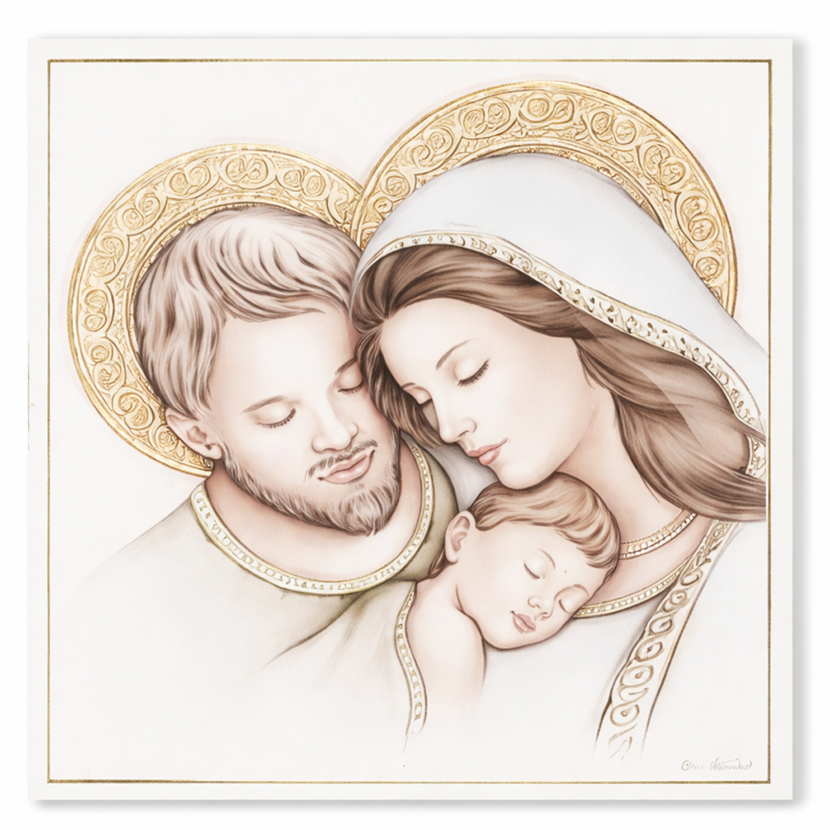 Icoana Sfanta Familie 17x17 cm cu Foita de Aur